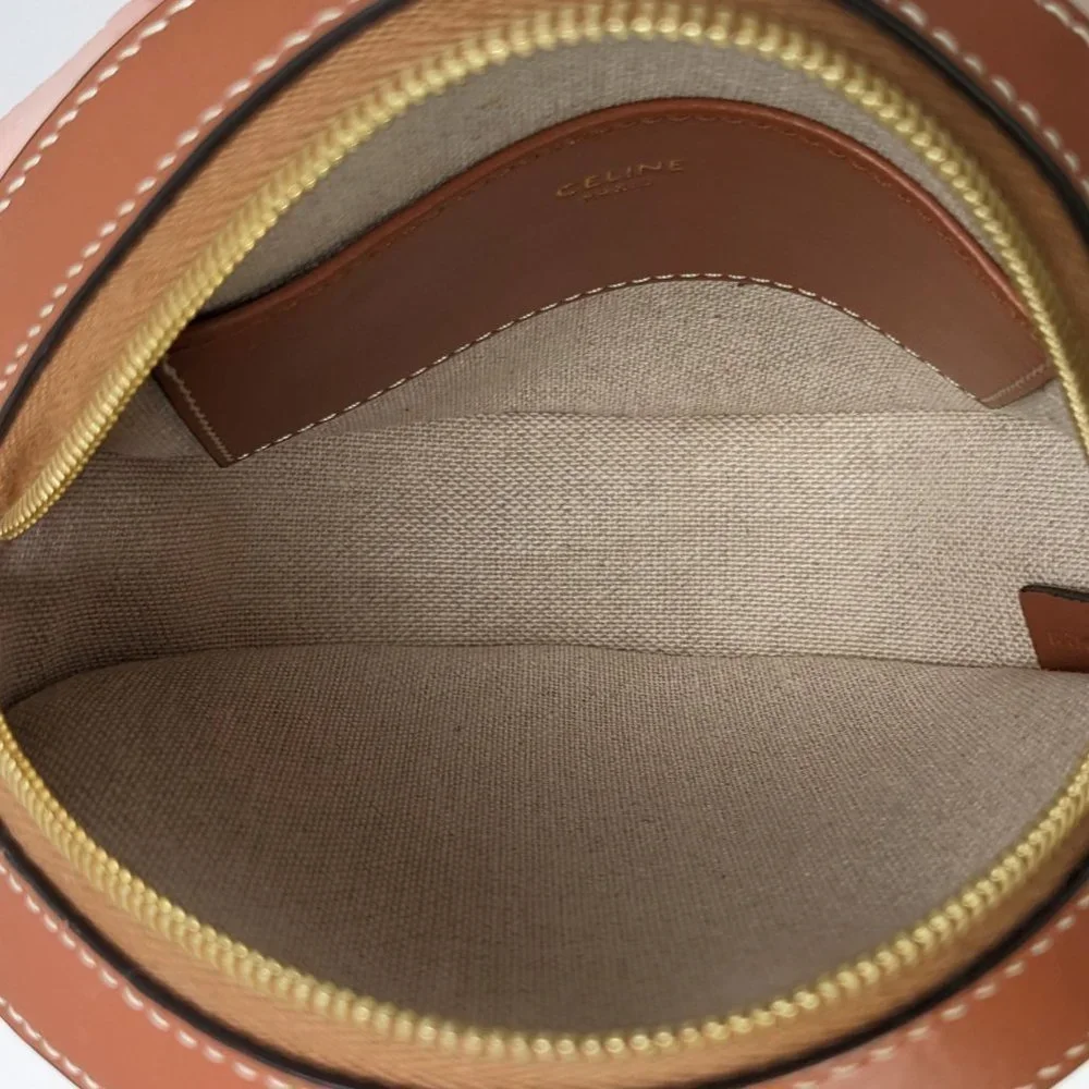 SOLD Celine Perth Embroidered Blue Cream Round Mini Crossbody Bag - Picture 3 of 6